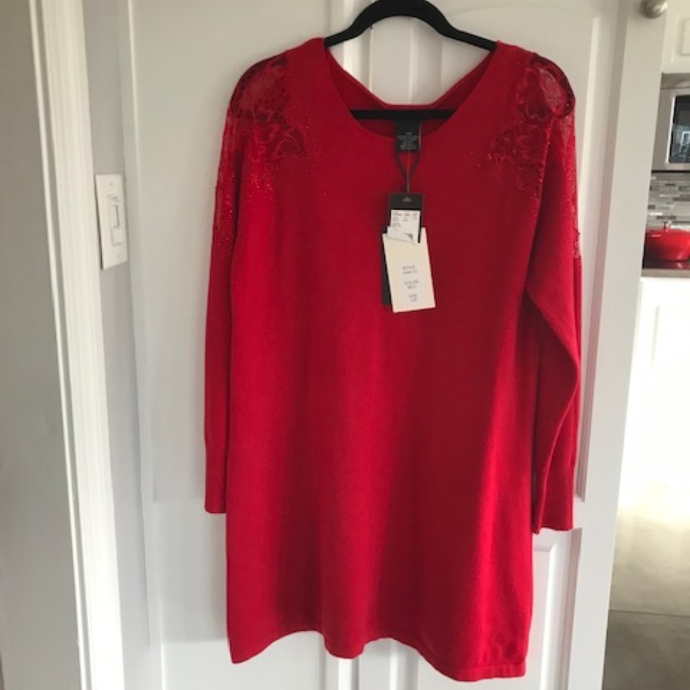 NWT - Red light wool dress - Size L by Alison Sheri
